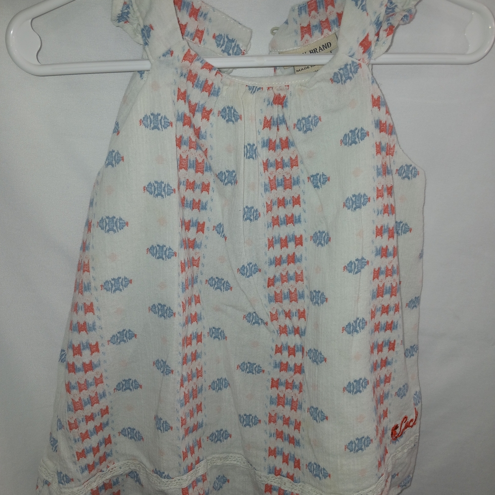 Lucky Brand White Tank Top with Blue & Coral Fish Print
